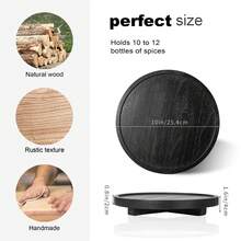 Plateau décoratif rond en bois, organisateur de comptoir de salle de bain, décoration de cuisine de style ferme. Rehausseur en bois pour savonnière, parfum, bougie, éponge - Multicolore - Voir 5