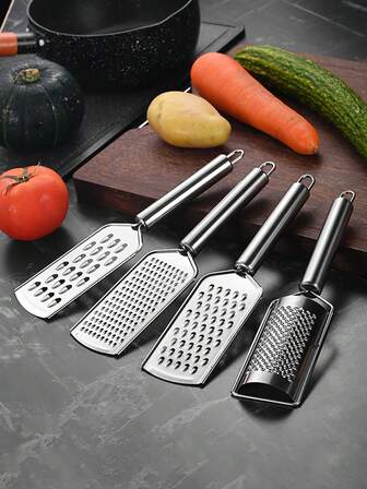 1 件多功能便携式不锈钢柠檬刨丝器和奶酪磨碎器 - 非常适合手动磨碎姜和切丝蔬菜 - 创意厨房小工具，适合家庭烹饪
