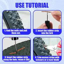 Fahrrad Reifenreparatur-Set für Notfälle, tragbares Gummi-Reparaturset mit Flickschnüren für Fahrrad, Motorrad, Zubehör, langanhaltend, verschleißfestes Werkzeug für schnelle Reifenreparaturen