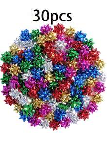 30/50/100/200pcs Valentine's Day Gift Satin Ribbon Bows 1.96 Inch (5cm) New Year Ribbon Bows Gift Wrapping Self-Adhesive Small Gift Bows Assorted Metallic Bow Knots Holiday Gift Box (Random Color) - Multicolor - View 1