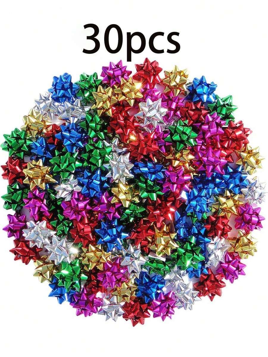 30/50/100/200pcs Valentine's Day Gift Satin Ribbon Bows 1.96 Inch (5cm) New Year Ribbon Bows Gift Wrapping Self-Adhesive Small Gift Bows Assorted Metallic Bow Knots Holiday Gift Box (Random Color) - Multicolor - View 1