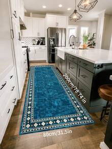 Rug Area Rug Runner Rugs Modern Solid Color Rug Modern Border Rug Contemporary Diamond Border Solid Rugs Living Room Rug Bedroom Rug Accent Rug For Classroom, Blue Green - Multicolor - View 6