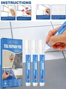 One-Piece Package, Two Pieces Package White Tile Grouting Paint Marking: Waterproof Tile Grouting Colorant And Sealant Pen, For Cleaning Floors And Whitening Agents, White Grouting Pen. White Tile Grouting Paint: Waterproof Grouting Paint Pen, Whitening Agent And Grouting Sealant Marking, For Cleaning Grouting Lines - White Grouting Pen.