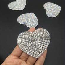1 pièce Patchs en forme de cœur avec strass scintillants, appliques, patchs thermocollants pour vêtements, chapeaux, sacs, décoration de la Saint-Valentin, été, école