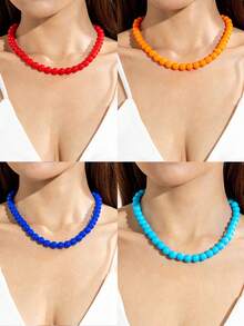 imoli 1 chiếc vòng cổ bằng nhựa thời trang phong cách Bohemian cổ điển lấy cảm hứng từ dopamine dành cho nữ, phù hợp để đeo quanh năm, làm quà tặng cho kỳ nghỉ ở bãi biển (kích thước hạt cườm, hạt và ngọc trai thủ công có thể thay đổi đôi chút) - Nhiều màu - Xem 13