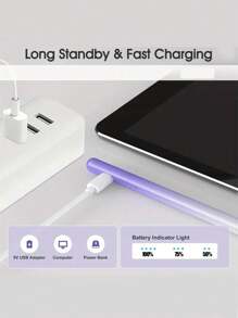 1 支适用于智能手机和平板电脑的通用电容式触摸屏手写笔，无需无线连接，USB 可充电，磁性合金材质，兼容 Apple/IOS/Android/Windows/IPad Pro Air Mini 平板电脑和智能手机，兼容 2018 年后更新的 Apple 平板电脑