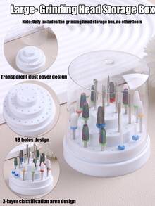 1 pezzo Scatola portaoggetti per punte di levigatura da 48 fori - rosa, bianco, blu, viola, verde, rosso rosa, con coperchio trasparente antipolvere per esporre e conservare forniture per unghie (è inclusa solo la scatola portaoggetti per le punte di levigatura, non sono inclusi altri strumenti)