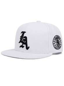 2026 个性化创意棒球帽，侧面绣有洛杉矶字母和地球图案，街头风滑板帽，嘻哈装饰，户外运动遮阳帽，可调节男女通用休闲平沿帽 - LA地球 - 查看 6