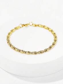 ZG YING ZHOU ZGYZ 1条男女通用不锈钢无限符号链，18K镀金手链，适合婚礼、派对、送礼，中东结扭绳链，简约风格