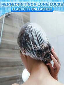 50/100/200 piezas Gorros de ducha de plástico transparente y grueso, de alta calidad, adecuados para mujeres, hoteles, viajes, cuidado profundo del cabello, accesorios de limpieza del cabello