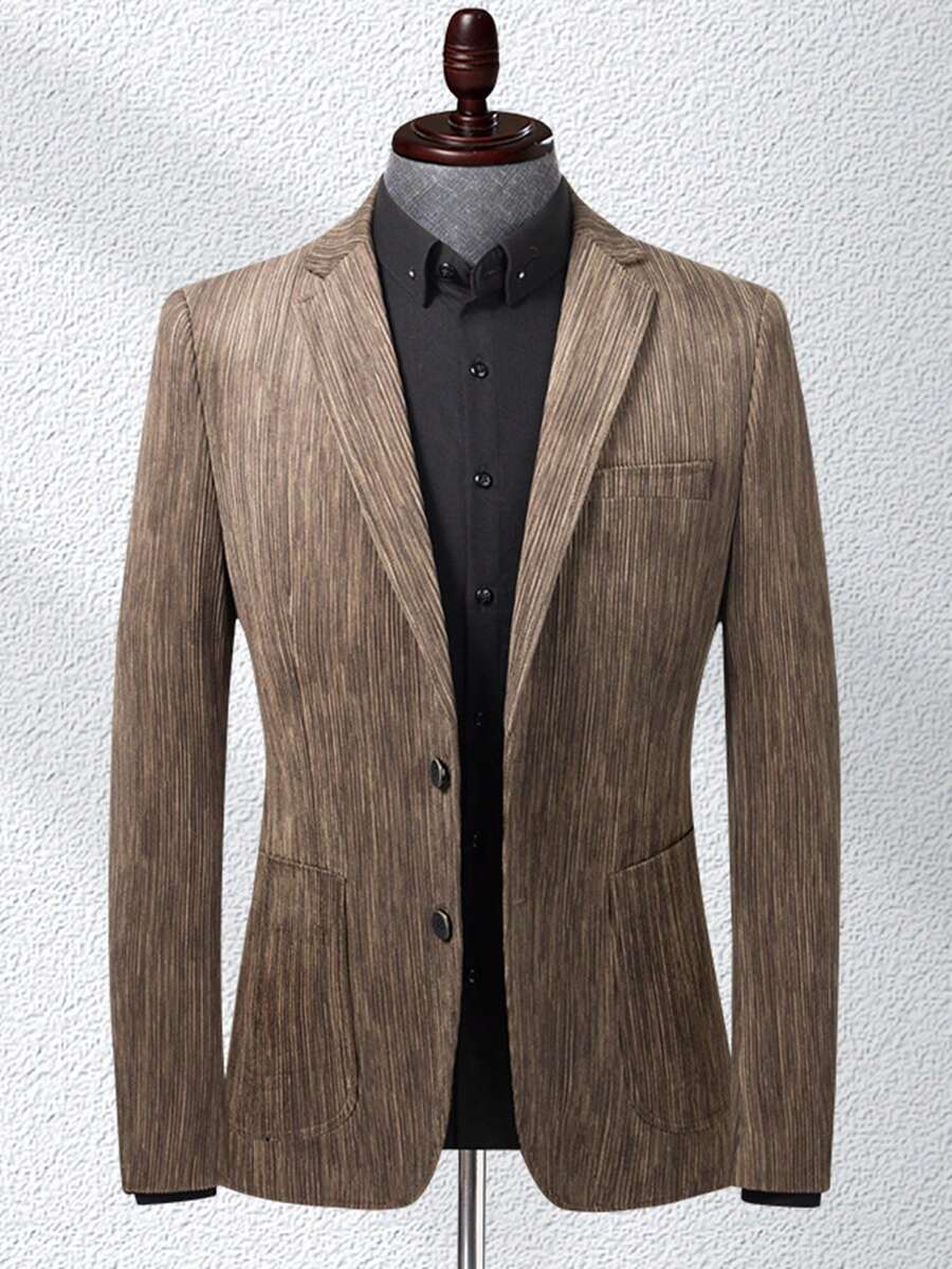 Men's New Business Formal Suit, Stylish And Minimalist Design Dress Jacket - Brown - View 1