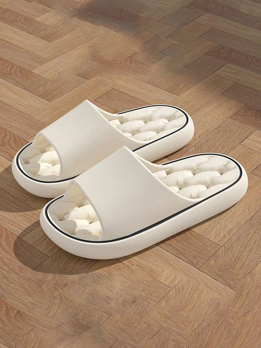 Women's Leaky Home Slippers Simple Non-Slip Slippers Simple Casual Style Sandals Indoor Bathroom Home Ladies Sandals Slippers - trắng - Xem 1