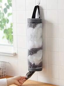 1pc Wall-Mounted Retractable Kitchen Trash Bag Dispenser, Plastic Bag Organizer For Kitchen, Shopping Bags, Foldable Garbage Bag Holder, Shoe Cover Storage Bag, Bedroom Packaging Bag Organizer, Mesh Hanging Kitchen Storage Bag, Suitable For Beach Party, Camping, Room Decor, Kitchen Organizer Accessories, Practical Kitchen Tools (Random Color & Style)