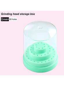 1 pezzo Scatola portaoggetti per punte di levigatura da 48 fori - rosa, bianco, blu, viola, verde, rosso rosa, con coperchio trasparente antipolvere per esporre e conservare forniture per unghie (è inclusa solo la scatola portaoggetti per le punte di levigatura, non sono inclusi altri strumenti)