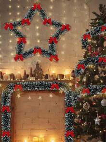 2m Ghirlanda natalizia con 12 fiocchi, ghirlanda artificiale per camino, mensola, scale, decorazione interna/esterna, senza elettricità o piume, realizzata in materiale plastico, adatta per la decorazione della scena della festa di Natale a casa