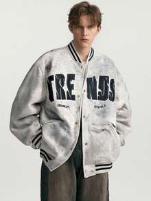 Men's Outdoor Casual Suede Stand Collar Utility Flight Zipper Bomber Jacket, Fall