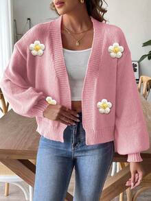 Autumn And Winter Crochet Flowers, Knitted Sweaters, Long Sleeved Sweaters, Women's Jackets, Casual And Elegant