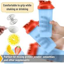 - Shaker Bottles Protein Mixes, 28 Oz, Shaker Bottle With Wire Whisk Ball, Protein Shaker Bottle, Shaker Cup, Protein Shaker, Protein Shake Bottle, Bottle Shaker, Shake Bottle - 1 Pack + Blue with Orange Top - View 6