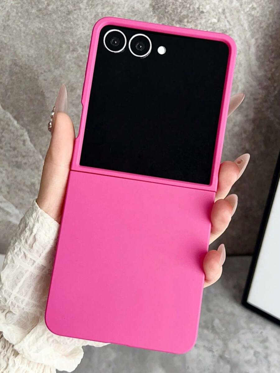 Ultra-Thin Matte Phone Case For Samsung Galaxy Z Flip 5 6 5G Z 7FE, Luxury Super Slim Back Cover - Hot Pink - View 1