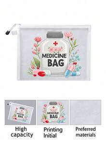Mesh Makeup Bag,Outdoor Travel Offices Carry Small-Capacity First-Aid Kits Mesh Bag, Portable Medicine , First-Aid Kits And Pill Packaging Containers,With Pills, Nurse Letter,Medication ,Travel Pill Organizer Medicine Bag Medicine Organizer Medicine Storage Bag For Travel For Outdoor Travel Essentials First Aid Bag