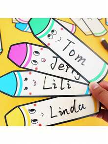 BELLKIDS 10 Pcs, Double-Sided Erasable Cards, Four Colors, Pencil Shaped Blank Cards, DIY Cards, Pencil Drawing Cards, Lucky Cards, Cognitive Game Props, Suitable For Classroom, Home, Student Stationery, Teaching Aids