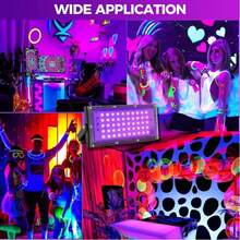 50/96/144/216颗LED紫外线黑光灯，385-400nm紫外线，金属紫外线泛光灯，5V+USB供电+开关控制，适用于荧光派对、圣诞节、万圣节、人体彩绘、荧光艺术、节日和霓虹装饰 - UV紫光燈 - 查看 11