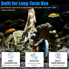 1件仿真树桩水族箱装饰品，树脂鱼缸摆件，带躲藏洞穴，适合鱼类、乌龟和其他水生宠物，仿天然木纹设计，营造生动的水下景观并提供庇护所。