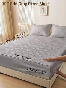 1pc Fitted Sheet, Bedding, Bed Sheet, Waterproof  Fitted Sheet, Skin-Friendly Mattress Cover, Soft And Comfortable Bedding For Bedroom, Room Decor, Halloween Decor, Christmas Decoration, 11.8 Inch Deep Pocket Cooling Breathable Quilted Fitted Sheet For All Seasons, For Single, Twin, Full, Queen And King Size, Solid Color Mattress Protective Cover, Dustproof, Comfortable And Machine Washable - 彩色 - 查看 130