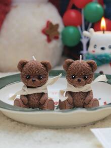 1/2pcs Realistic Teddy Bear Shaped Scented Candle, Cute Souvenir Gift, Handmade Luxury Bear Candle, Couple Gift, Wedding Favor, Home Decor, Wedding Small Gift - Multicolor - View 13