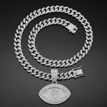 Men's Shiny Cuban Chain Necklace, Miami Style Silver Plated Gold Plated Shiny Necklace, Hop Necklace - Evil Eye - Silver - View 3