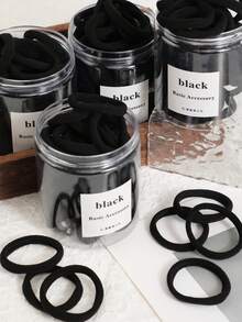 50 Stück/Glas hochelastische Haargummis für Damenfrisuren, Haargummis, Haargummibänder, Scrunchies, Haarseile, Fitness- und Sportoutfit Haarband Kopfzubehör - Schwarz - Übersicht 3