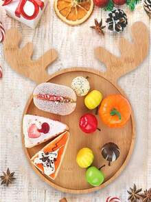2 Stücke/1 Stück wiederverwendbare Weihnachts-Holztablett, Hirschgeweih-förmiges Tablett, Hirschgeweih-förmige Untersetzer, geeignet für Sushi, Obst, Snacks und Feiertags-Tischdekoration, wiederverwendbares Dessert-Präsentationstablett, Untersetzer, geeignet für Weihnachtspartys und Feiertags-Zusammenkünfte, Tischzentrum, Weihnachts-Heimdekoration