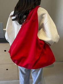 Women's Solid Color Textured Draped Tote Bag, Back To School, Large Capacity Shoulder Bag For Work & Daily Used, Casual  Versatile High-Quality Daily Commuting Bag - Black - View 3