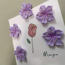 2 piezas/5 piezas/8 piezas/10 piezas/15 piezas Imanes decorativos de nevera con flores moradas, imanes de plástico rectangulares fuertes para nevera y oficina, adecuados para regalos festivos y decoración del hogar - Multicolor - Ver 3