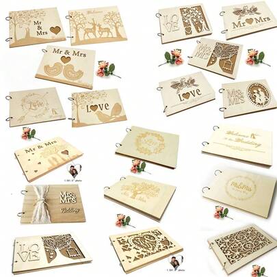 Livro de visitas de 30 páginas, assinatura criativa faça você mesmo para casamento, álbum de fotos rústico para decoração de casamento
