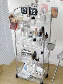 1 Wheeled Multi-Layer Mobile Storage Rack, Portable Multifunctional Handcart, Children's Toy Storage Rack, Minimalist Bookshelf, Snack Storage Rack, Dressing Table Cosmetic Compartment Storage Rack, Kitchen Utensil Storage Rack, Multifunctional Plastic Service Handcart, Suitable For Home Bathroom, Kitchen, Living Room And Study, Suitable For Home Storage And Home Decoration.