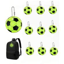 10 piezas Etiquetas de llavero de fútbol reflectantes por ambos lados | Colgante de llavero de mini fútbol, resistente al agua y duradero - Adecuado para mochilas, bicicletas, caminar y correr, perfecto para ocasiones festivas - Multicolor - Ver 2
