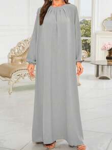 1pc Soft & Breathable Loose Casual Abaya Dress, Suitable For Muslim Women's Daily Wear, Applicable For Spring, Summer, Autumn - Multicolor - View 6