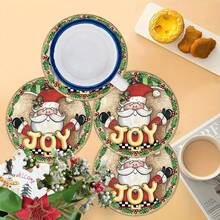 2 buc/4 buc/6 buc suporturi de pahare din silicon cu model Moș Crăciun, decor pentru casă, cadou de Crăciun, decorațiuni de Crăciun, potrivite pentru masă, cafenea, toate anotimpurile, covorașe lavabile, decor pentru cameră, suporturi, covorașe de scurgere, covorașe pentru masă de bucătărie, decor pentru petreceri de interior și exterior, decor pentru casă, cadou ideal