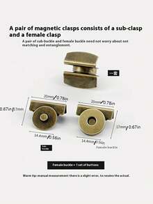 Set nasturi magnetici cu capsă, design detașabil, cleme invizibile potrivite pentru genți și haine, culori multiple: argintiu/auriu/negru/bronz