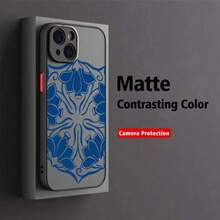 Funda de Teléfono Transparente Mate con Impresión de Patrón de Círculo Azul para Apple 14 13 8 SE Pro Plus Mini - Colores mixtos - Ver 3