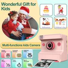 2.4" Kids Instant Camera, 1080P HD, Comes With Stickers And 3 Rolls Of Photo Paper, Suitable For Boys And Girls 6+ Years Old, Perfect Gift For Children On World Cup, Valentine's Day, New Year. Birthday - Multicolor - View 9