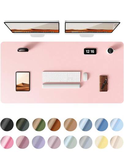 Leather Desk Pad, Office Desk Mat, Large Mouse Pad, Writing Board, Office Desk Blotter, Black, White, Purple, Pink, Gray, Green, Blue Non-Slip PU Leather Imprint, Laptop Pad, Waterproof Writing Mat For Office And Home Gaming Mouse Pad