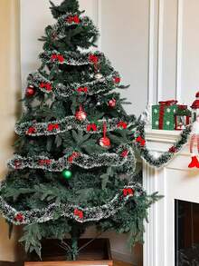 2m Ghirlanda natalizia con 12 fiocchi, ghirlanda artificiale per camino, mensola, scale, decorazione interna/esterna, senza elettricità o piume, realizzata in materiale plastico, adatta per la decorazione della scena della festa di Natale a casa