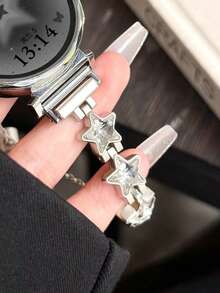 18mm/20mm/22mm 夏季新款星形水钻表带，可调节长度，兼容三星 Galaxy、Garmin、Amazfit 手表 - 柔软、透气 - 黑色 - 查看 8