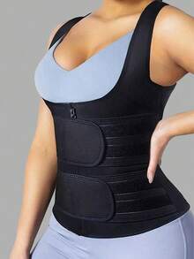 Faja reductora para mujer - Corsé de compresión con control abdominal, dispositivo de moldeado cronometrado, material de nailon transpirable, adecuado para fitness y entrenamiento - Negro - Ver 3