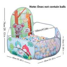 Składany namiot dziecięcy z motywem zwierząt i drzew, sześciokątny basen z piłeczkami, pole do gry w piłkę, kosz do koszykówki, aktywność w pomieszczeniach i na zewnątrz oraz kemping, zabawki podróżne (piłki nie są dołączone), zabawki dla niemowląt, namiot dla dzieci w wieku 3-12 lat, basen z piłeczkami, namiot kempingowy, namiot z trampoliną, namiot, namiot dziecięcy, dedykowany namiot dla dzieci, odpowiedni dla chłopców i dziewczynek, prezent urodzinowy