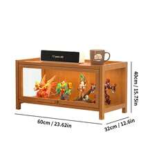 Teal Bamboo Curio Cabinet With Acrylic Doors - Modern Bedroom/Living Room Display Stand For Figures & Decor (23.6x12.6x15.75 Inch) - Multicolor - View 3