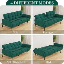 Futon Sofa Bed Convertible Modern Linen Futon Couch Comfy Sleeper Sofa With Adjustable Backrests Couch Bed For Small Spaces Living Room Bedroom Apartment Green