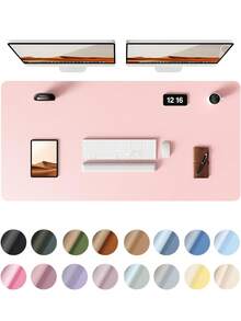 Leather Desk Pad, Office Desk Mat, Large Mouse Pad, Writing Board, Office Desk Blotter, Black, White, Purple, Pink, Gray, Green, Blue Non-Slip PU Leather Imprint, Laptop Pad, Waterproof Writing Mat For Office And Home Gaming Mouse Pad Desk Accessories Office Supplies Office Desk Accessories Mousepad Mouse Pad For Desk - Multicolor - View 13